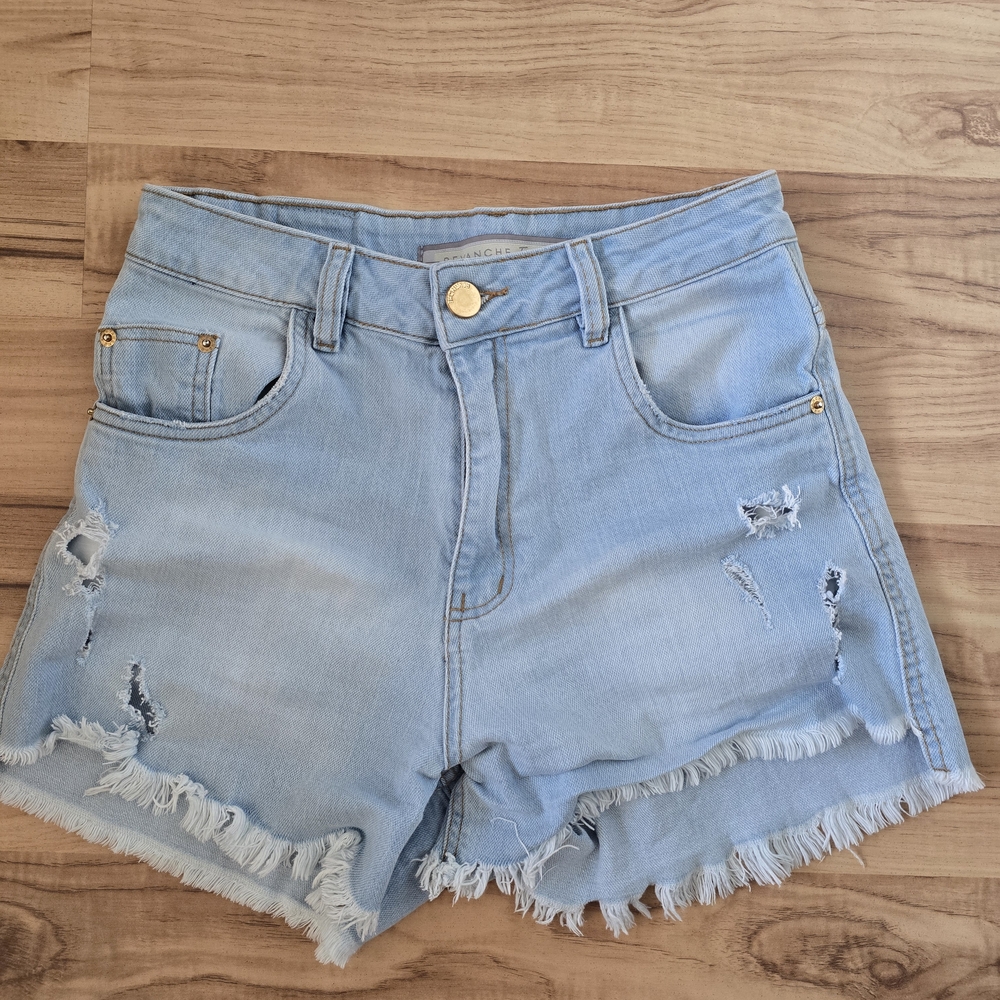 Light Blue Distressed Jean Shorts